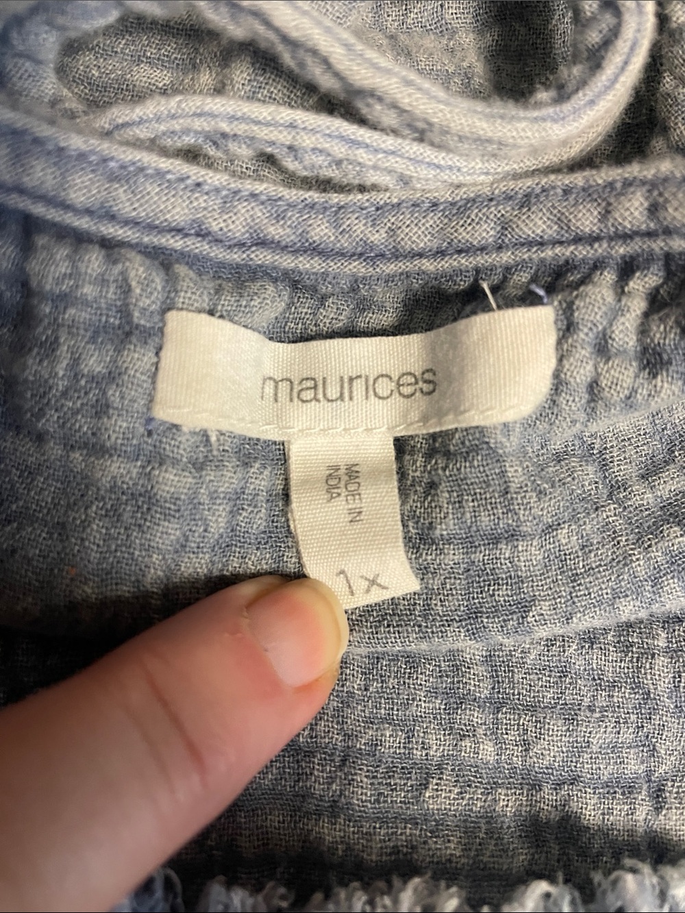 Maurices Pale Blue Eyelet Ruffle Peasant Top - Picture 4 of 7